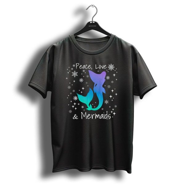 Peace Love Mermaids Christmas Snowflakes T Shirt 1 t shirt 1