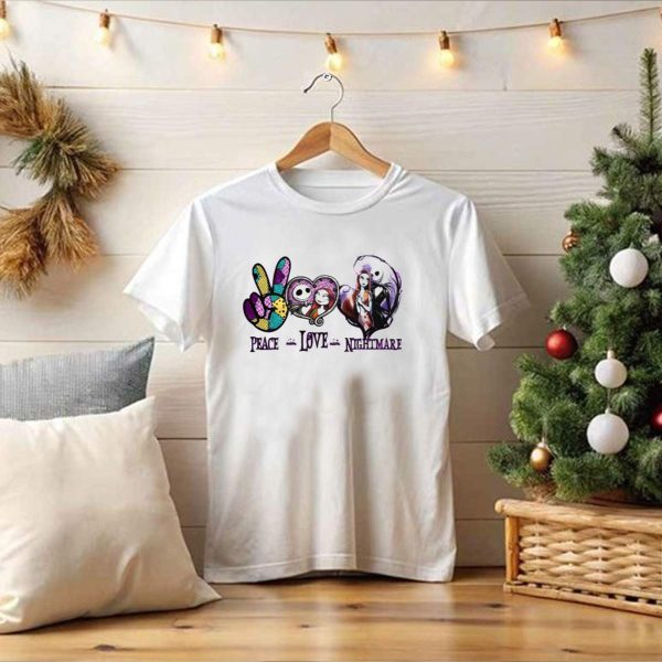 Peace Love Nightmare Before Christmas Characters Jack And Sally T Shirt 1 t shirt 1 Pittsburgh Steelers Unicorn Merry Christmas Knitted Ugly Sweater 1