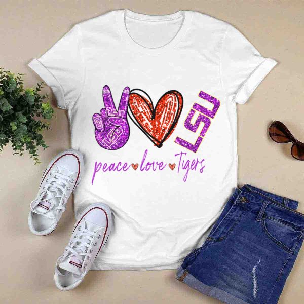 Peace Love Tigers LSU T Shirt 0