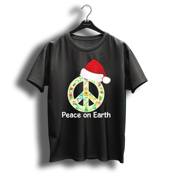 Peace On Earth Santa Hat Christmas Peace Sign T Shirt 1 t shirt 1