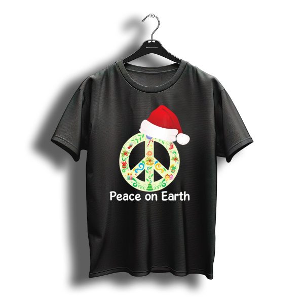 Peace On Earth Santa Hat Christmas Peace Sign T Shirt t shirt 1