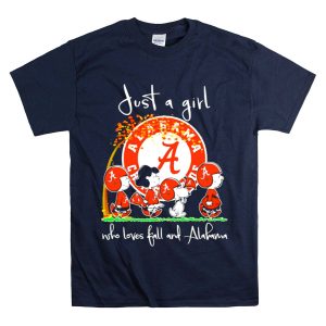 Peanuts Characters Just A Girl Who Loves Fall And Alabama Crimson Tide T Shirt