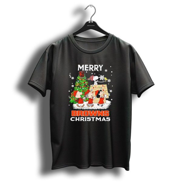 Peanuts Characters Merry Browns Christmas Cleveland Browns T Shirt 1 t shirt 1
