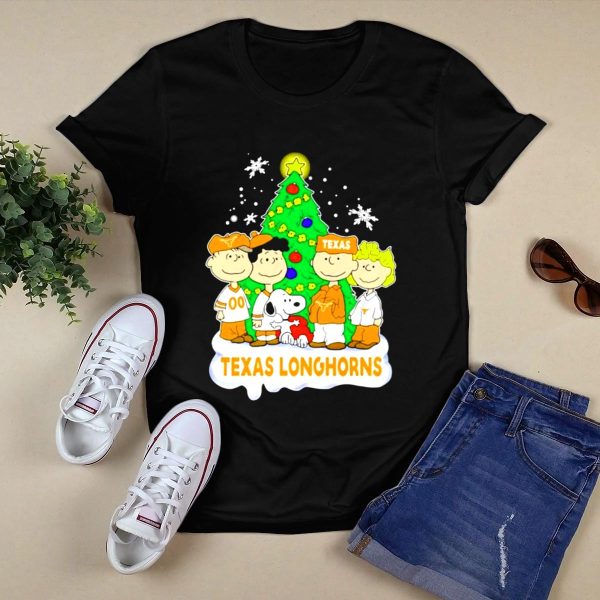 Peanuts Characters Texas Longhorns Christmas Tree T Shirt Style 1 Black 1