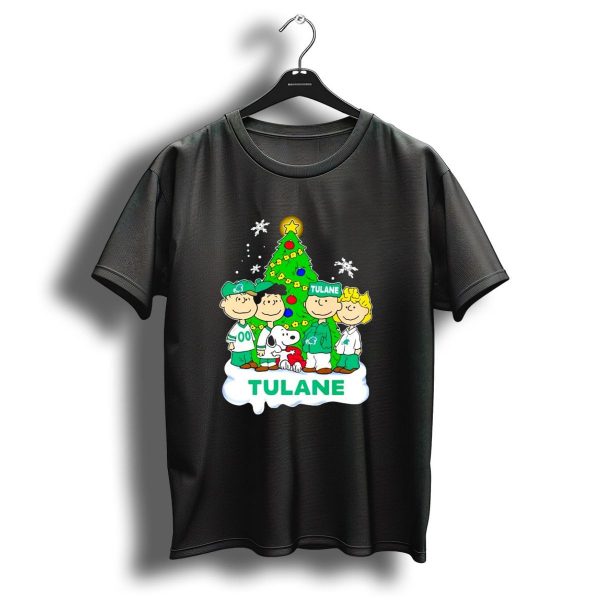Peanuts Characters Tulane Green Wave Christmas Tree Snoopy Snowflakes T Shirt 1 t shirt 1