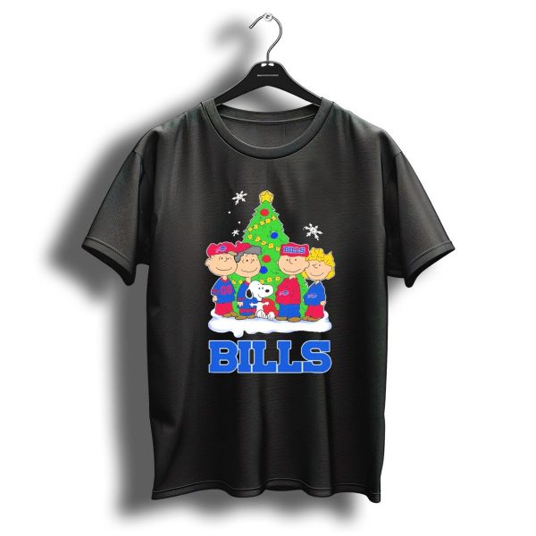 Peanuts Characters With Buffalo Bills Christmas Tree And Snowflakes T Shirt 1 t shirt 1