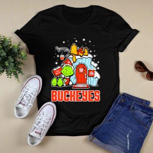 Peanuts Grinch Ohio State Buckeyes Go Bucs Merry Xmas Snoopy Woodstock T Shirt