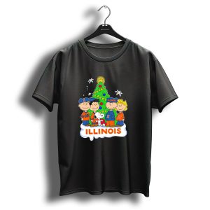Peanuts Illinois Christmas Tree Celebrating Illinois Fighting Illini With Snoopy And Friends T Shirt