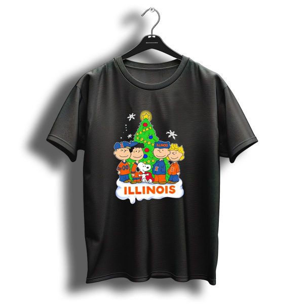 Peanuts Illinois Christmas Tree Celebrating Illinois Fighting Illini With Snoopy And Friends T Shirt 1 t shirt 1