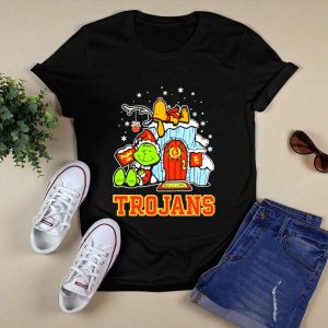 Peanuts Usc Trojans Grinch Snoopy Christmas Fight On Welcome T-Shirt