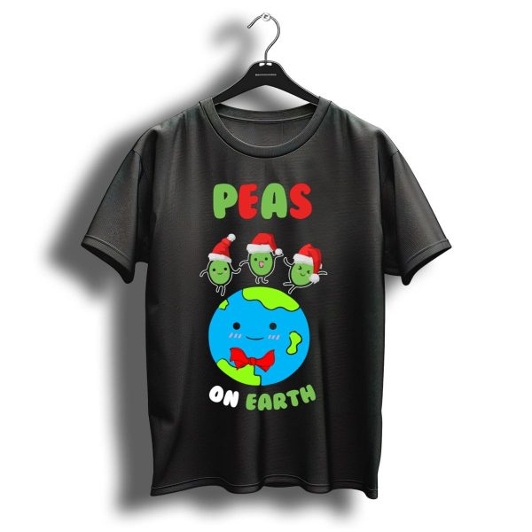 Peas On Earth Christmas Festive Green Globe Santa Hats T Shirt 1 t shirt 1