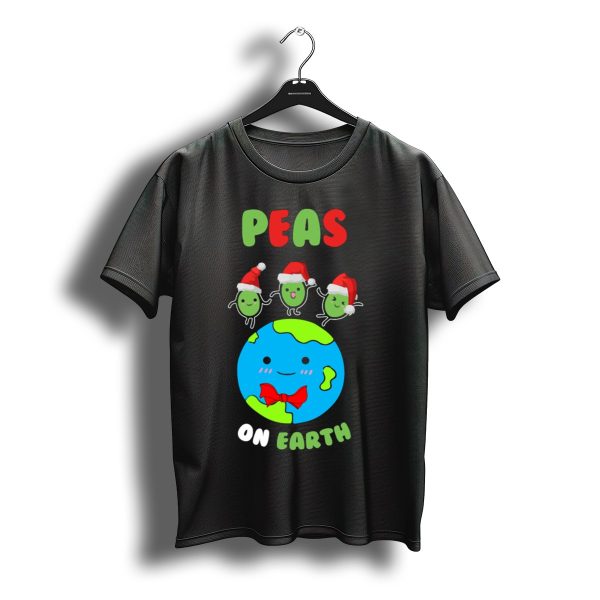 Peas On Earth Christmas Festive Green Globe Santa Hats T Shirt t shirt 1