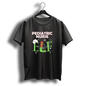 Pediatric Nurse Elf Christmas Nurse Hat Stethoscope Snowflakes T-Shirt
