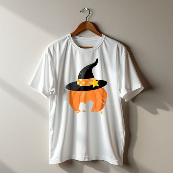 Pekingese Dog In Pumpkin Witch Hat Halloween t shirt 1