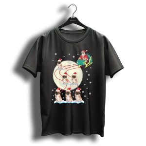 Pekingese Dogs Santa Reindeer Christmas Moon Snowflakes T Shirt