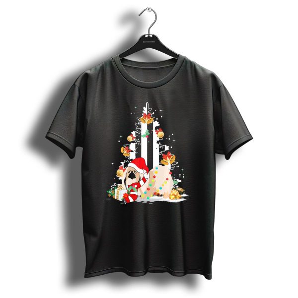 Pekingese With Santa Hat And Christmas Gifts Beside Festive Tree T Shirt 1 t shirt 1