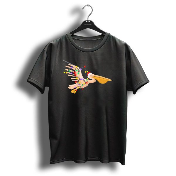 Pelican Christmas Lights Santa Hat Decorations T Shirt 1 t shirt 1
