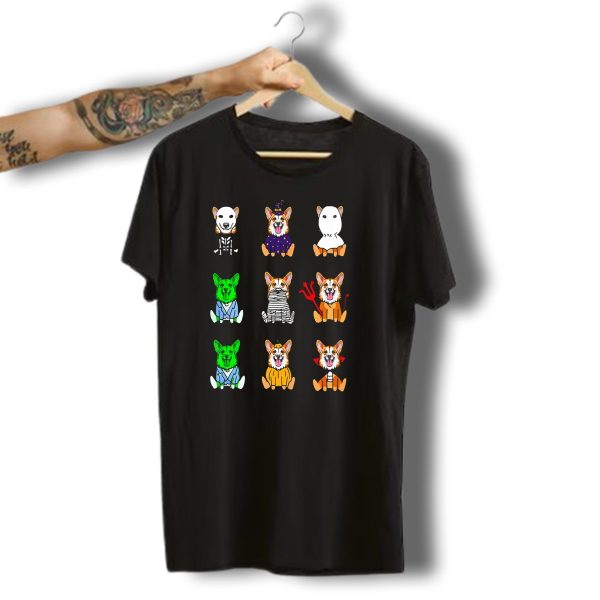 Pembroke Welsh Corgi Skeleton Witch Ghost Zombie Mummy Devil Vampire Pumpkin T Shirt t shirt 1
