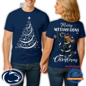 Penn State Nittany Lions 2025 Ncaa Merry Christmas All-Over Print T-Shirt
