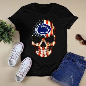Penn State Nittany Lions American Flag Skull T-Shirt
