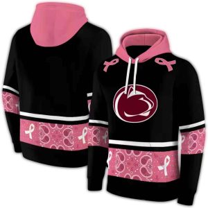 Penn State Nittany Lions Awareness Ribbon Black Pink All-over Print Hoodie