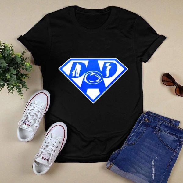 Penn State Nittany Lions Dad Superhero Emblem T Shirt Black 1