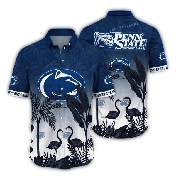 Penn State Nittany Lions Flamingo Floral Vintage Hawaiian Shirt 1