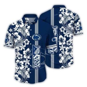 Penn State Nittany Lions Floral Flower Stripe Hawaiian Shirt