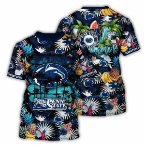 Penn State Nittany Lions Floral Fruit Pattern Summer All-Over Print T-Shirt