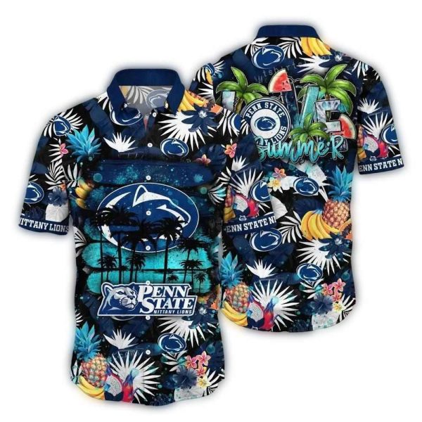 Penn State Nittany Lions Floral Fruit Pattern Summer Hawaiian Shirt 1