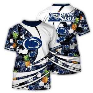 Penn State Nittany Lions Floral Leaf And Pineapple Pattern All-Over Print T-Shirt
