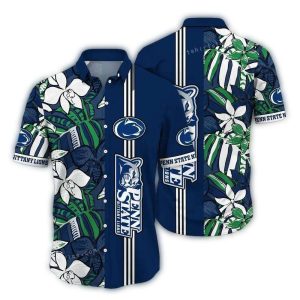 Penn State Nittany Lions Floral Leafs Flower Stripe Tropical Hawaiian Shirt