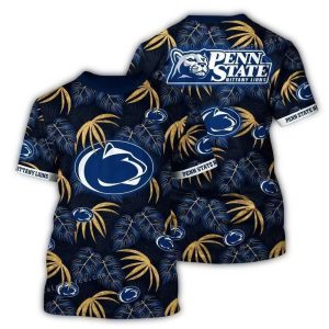 Penn State Nittany Lions Floral Leafs Pattern Retro All-Over Print T-Shirt