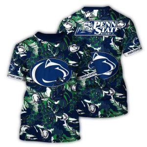 Penn State Nittany Lions Floral Leafs Pattern Vintage All-Over Print T-Shirt