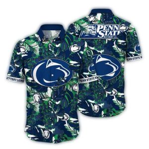 Penn State Nittany Lions Floral Leafs Pattern Vintage Hawaiian Shirt