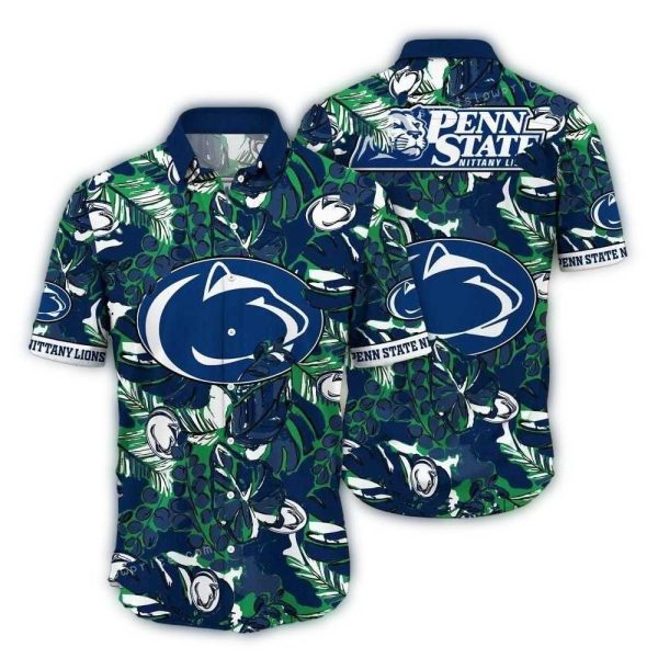 Penn State Nittany Lions Floral Leafs Pattern Vintage Hawaiian Shirt 1