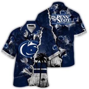 Penn State Nittany Lions Floral Leafs Scratch Tropical Hawaiian Shirt