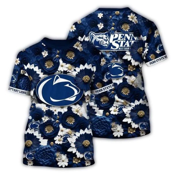 Penn State Nittany Lions Flower Blossom Pattern Tropical AOP T Shirt 1