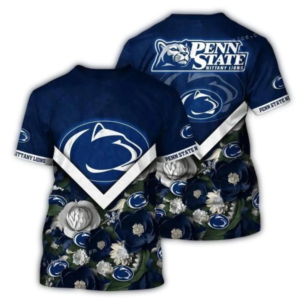 Penn State Nittany Lions Flower Blossom Summer Vacation AOP T Shirt 1