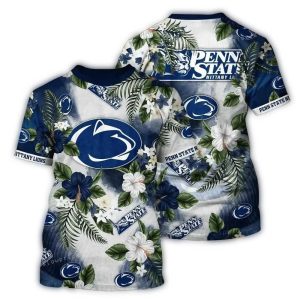 Penn State Nittany Lions Flower Pattern Summer Vacation All-Over Print T-Shirt