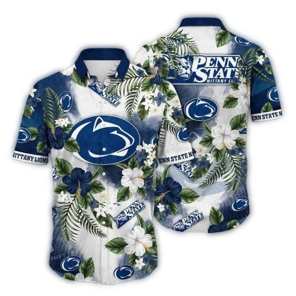 Penn State Nittany Lions Flower Pattern Summer Vacation Hawaiian Shirt 1