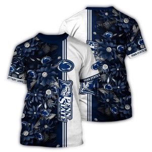 Penn State Nittany Lions Flower Stripe White All-Over Print T-Shirt