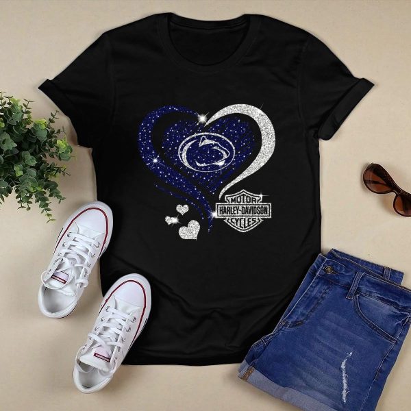 Penn State Nittany Lions HD Heart Logo Sparkle 0306Hd T Shirt Black 1