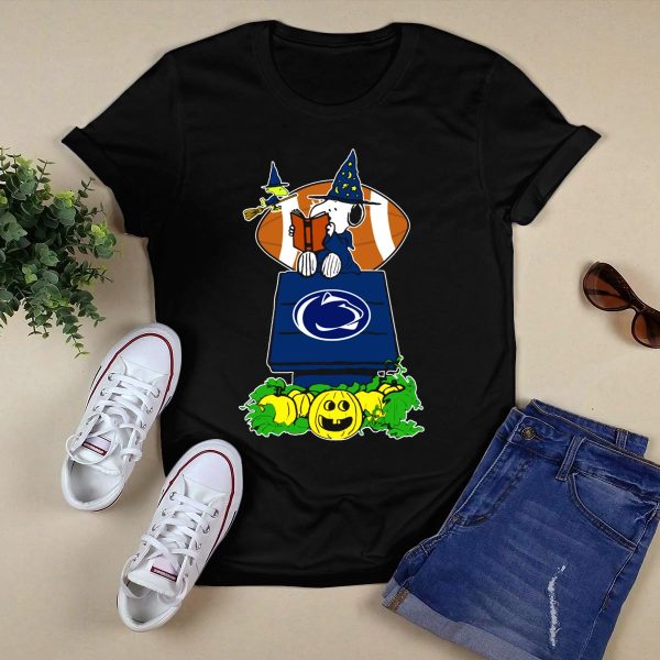 Penn State Nittany Lions Halloween Snoopy Football Pumpkin Patch T Shirt Black 1