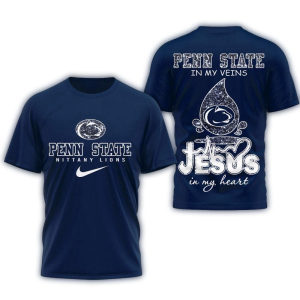 Penn State Nittany Lions Jesus In My Heart All Over Print Shirt 1
