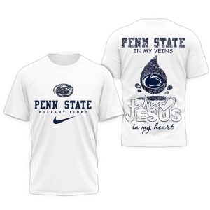Penn State Nittany Lions Jesus In My Heart White All-Over Print T-Shirt