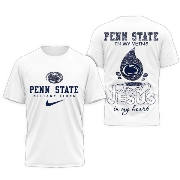 Penn State Nittany Lions Jesus In My Heart Unissex 3D Shirt 1