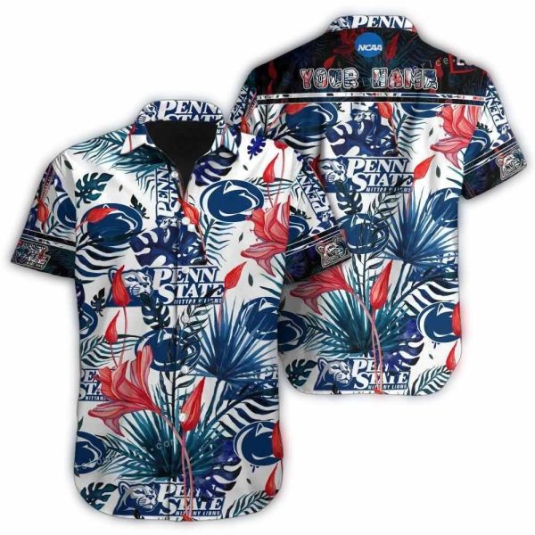 Penn State Nittany Lions NCAA Custom Name Cheap Button Up Hawaiia