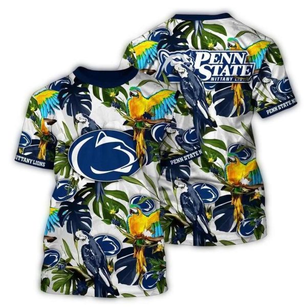 Penn-State-Nittany-Lions-Parrot-Leafs-Art-AOP-T-Shirt-1 Penn State Nittany Lions Parrot Leafs Art AOP T Shirt 1