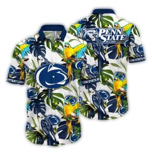 Penn State Nittany Lions Parrot Leafs Art Hawaiian Shirt